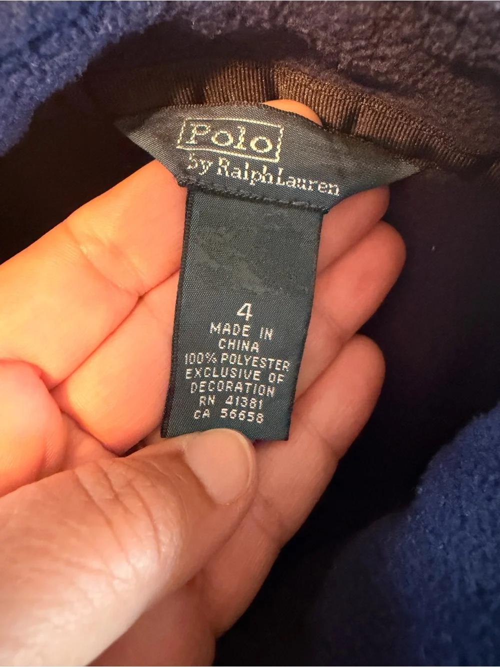 POLO By Ralph Lauren Blue Fleece Full Zip Jacket Outdoor Cozy Comfy Boys Size 4